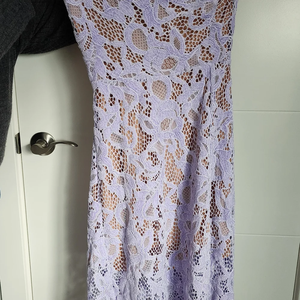 For Love & Lemons Lavender Lace Midi Dress with High Side Slit - Picture 7 of 10